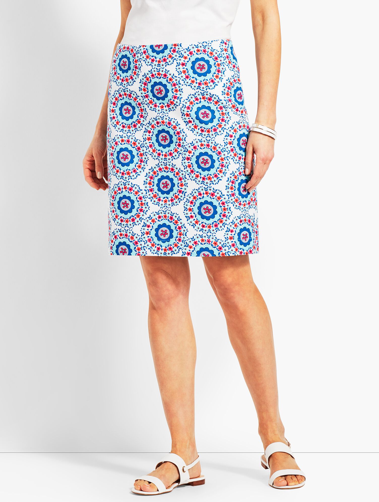 Geo-Daises Stretch Cotton Canvas Skirt