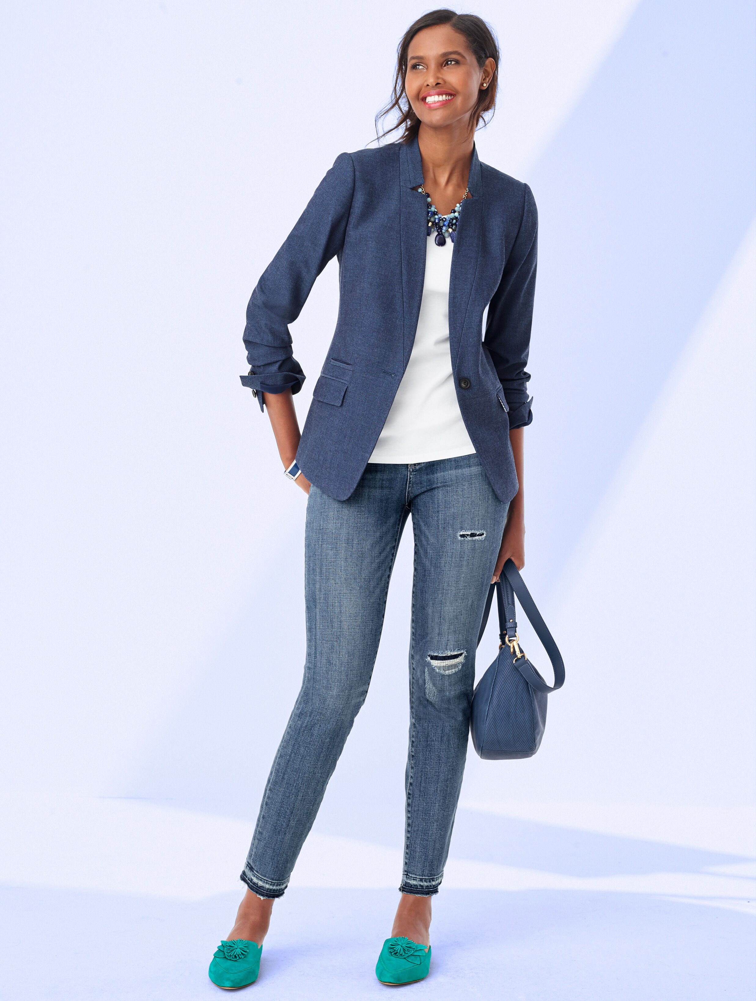 Notched-Collar Blazer - Ivory