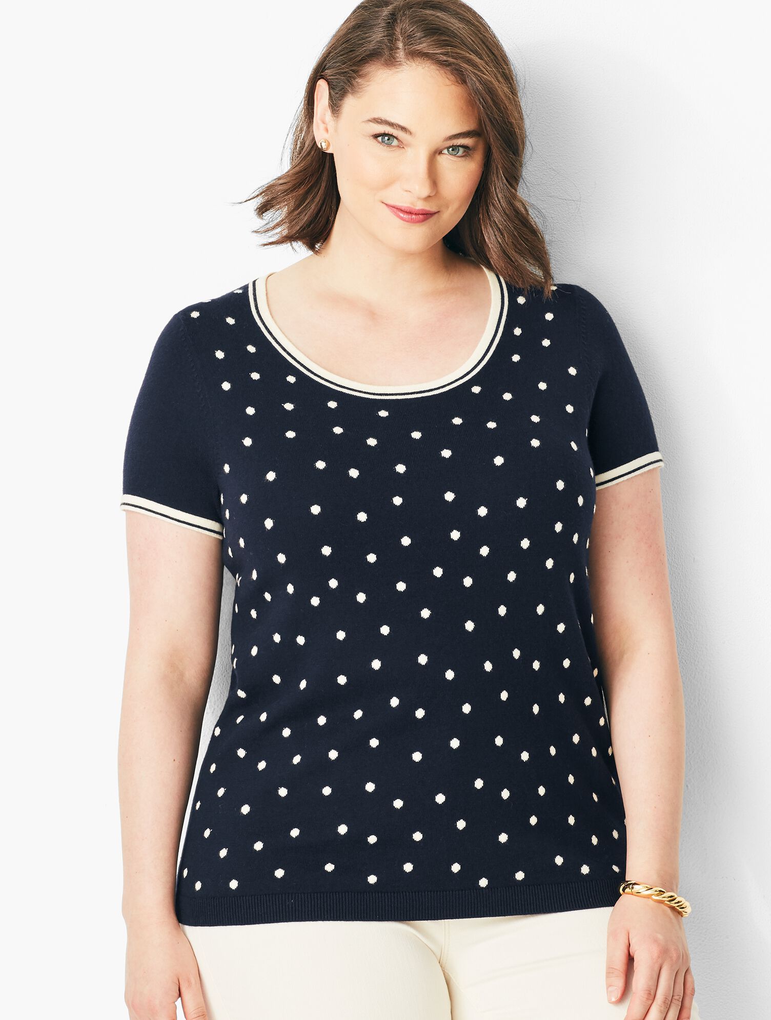 Plus Size Intarsia-Dot Sweater