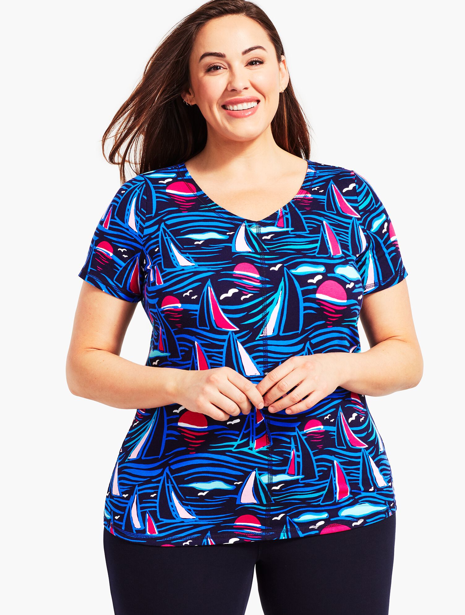 Sailboat-Print Fresh Jersey Tee