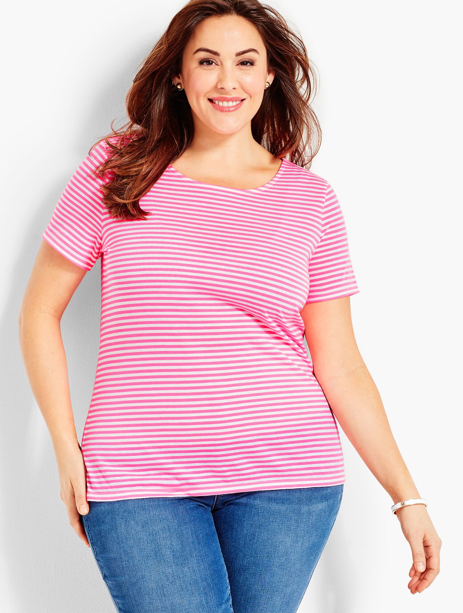 Pima Cotton Tie-Back Tee - Neon Stripe