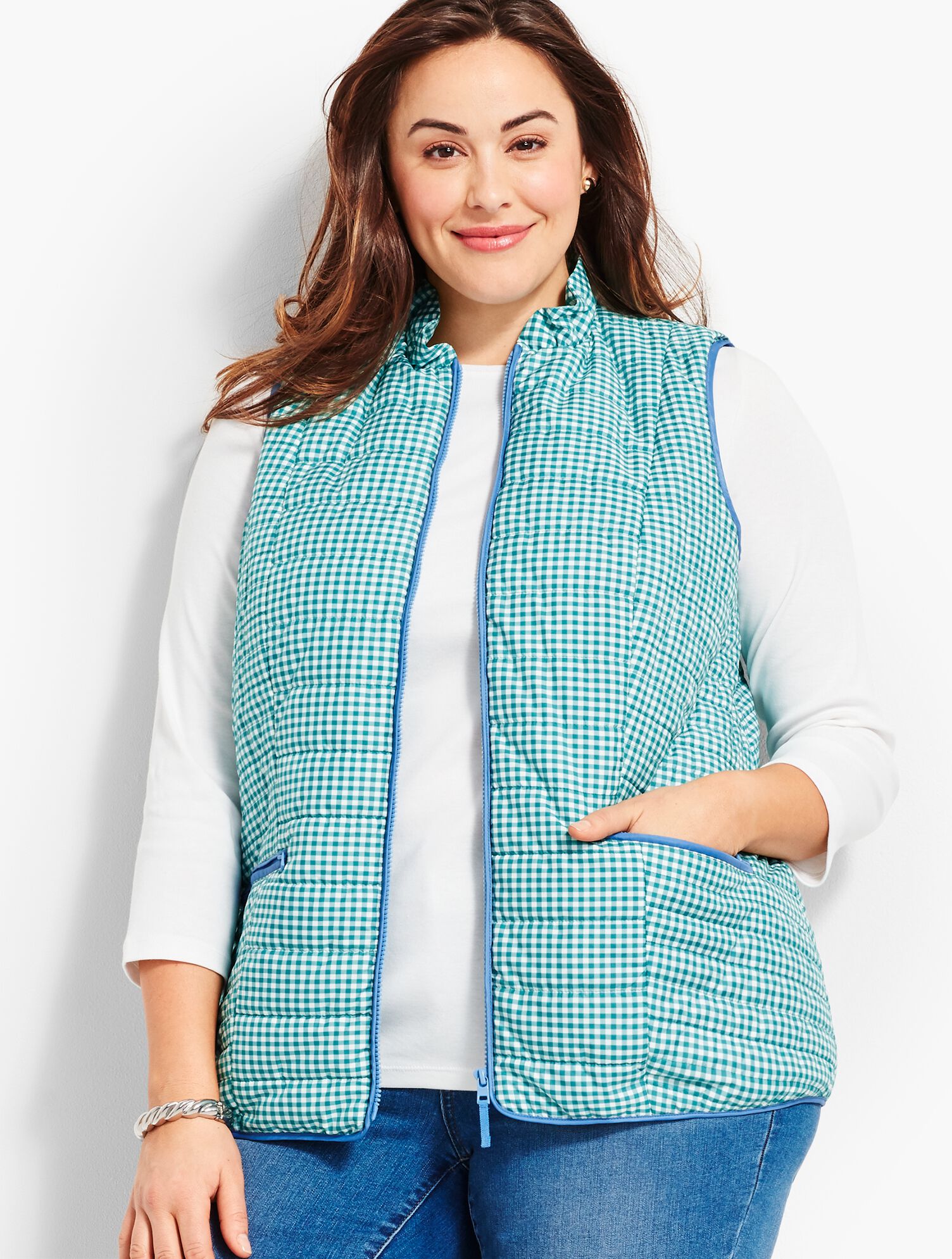 Quilted Gingham Vest