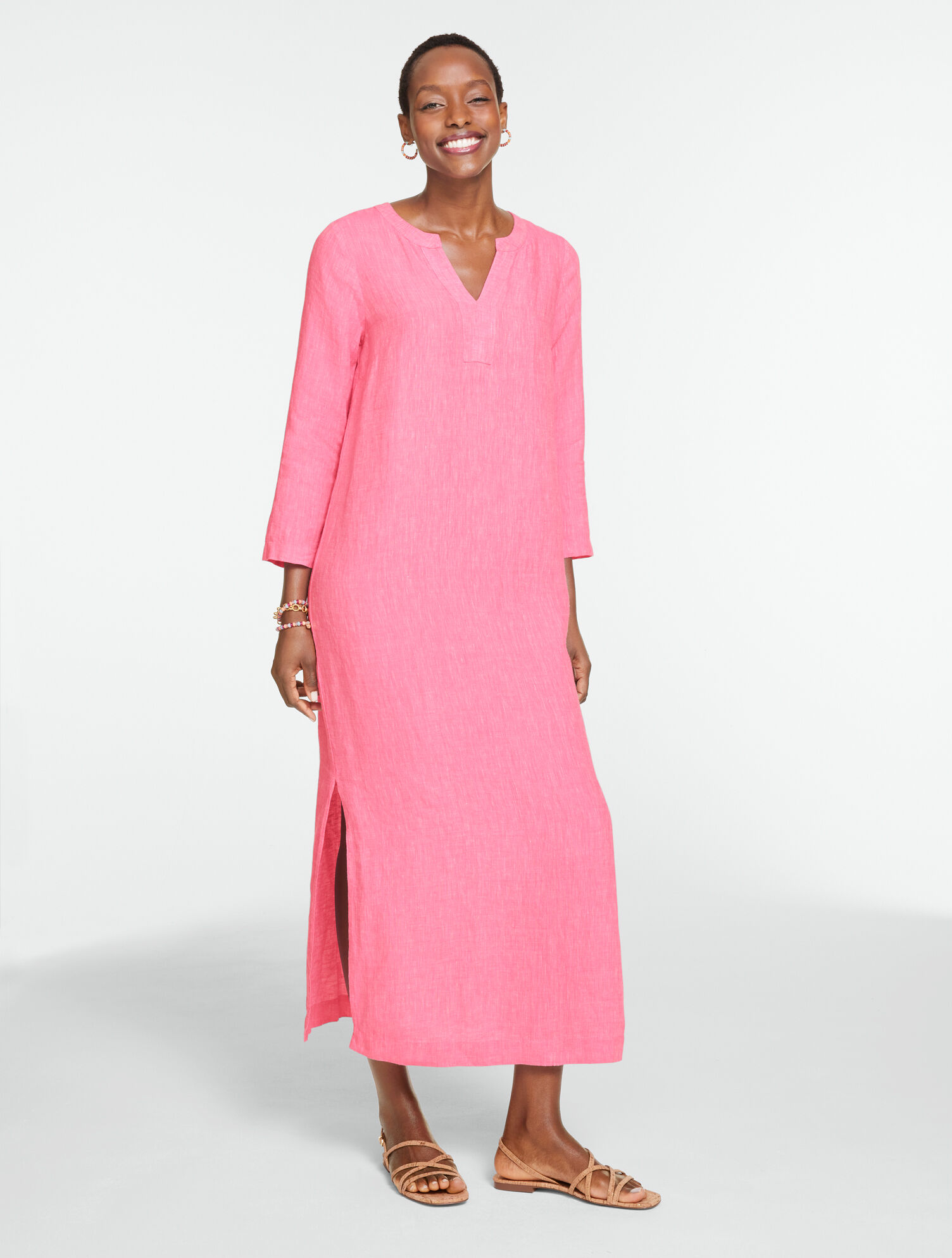 Linen Kaftan Dress - Cross-Dyed