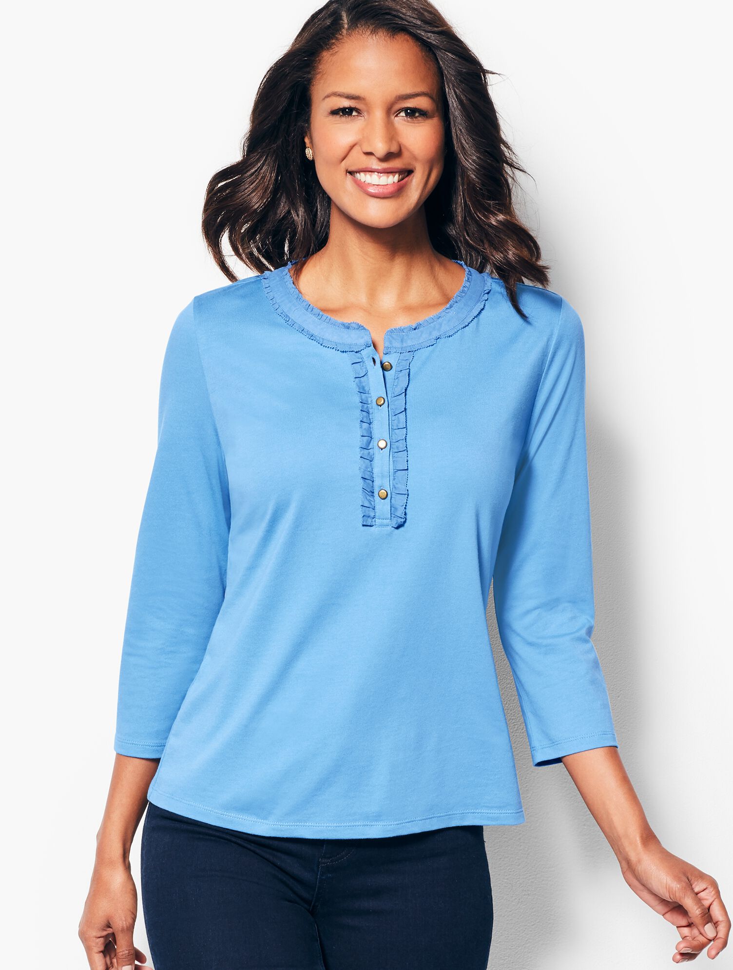Feminine Henley Tee - Solid