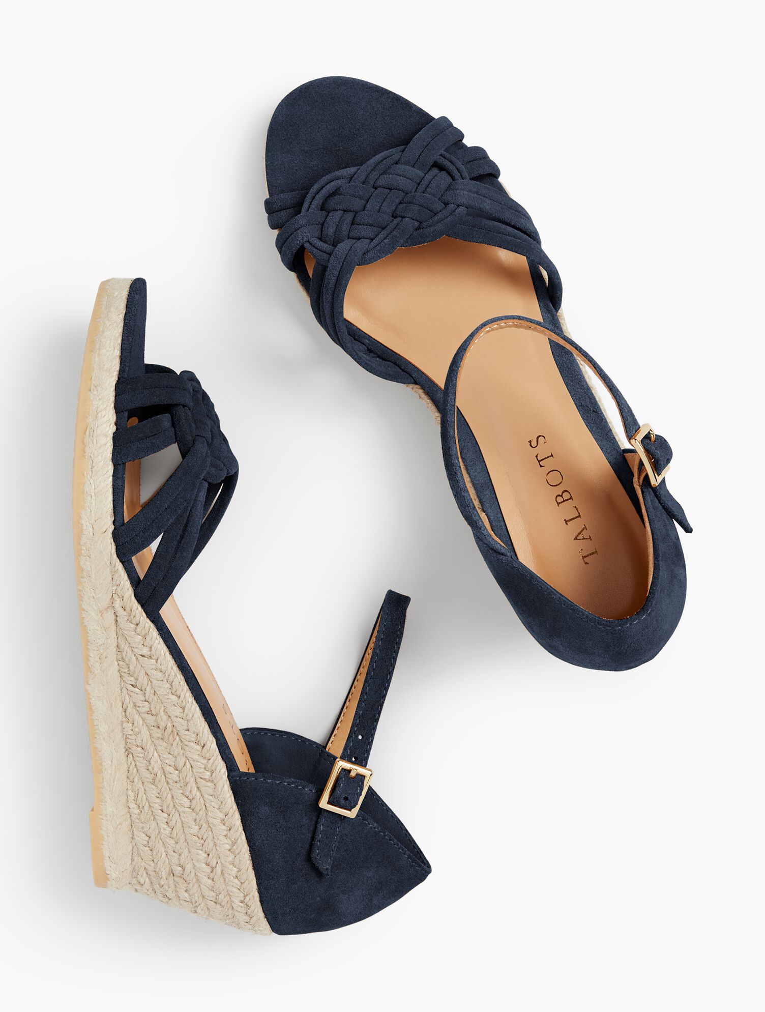 Lyndsay Woven Espadrille Wedges - Kid Suede
