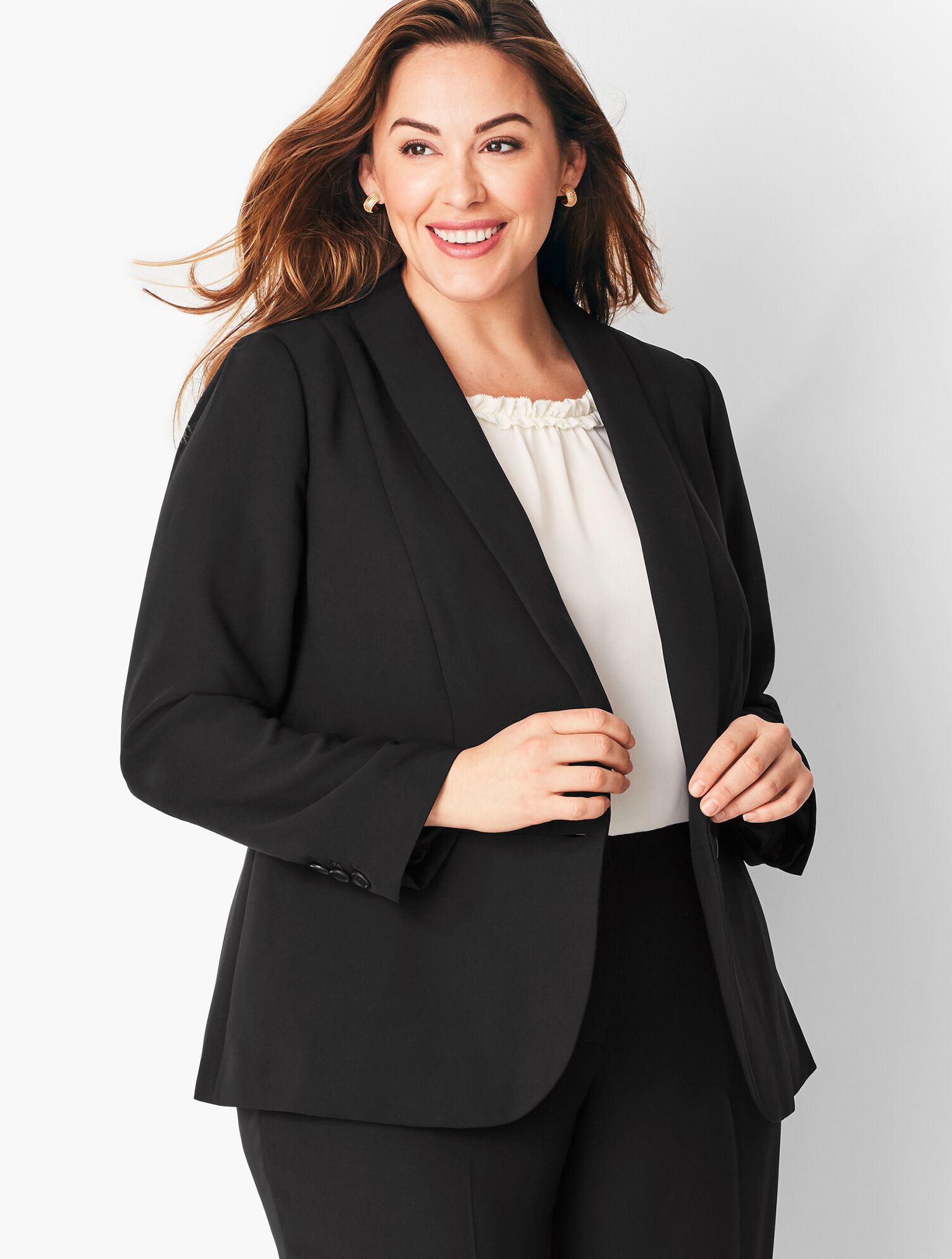 Talbots Refined Crepe Single-Button Peplum Blazer