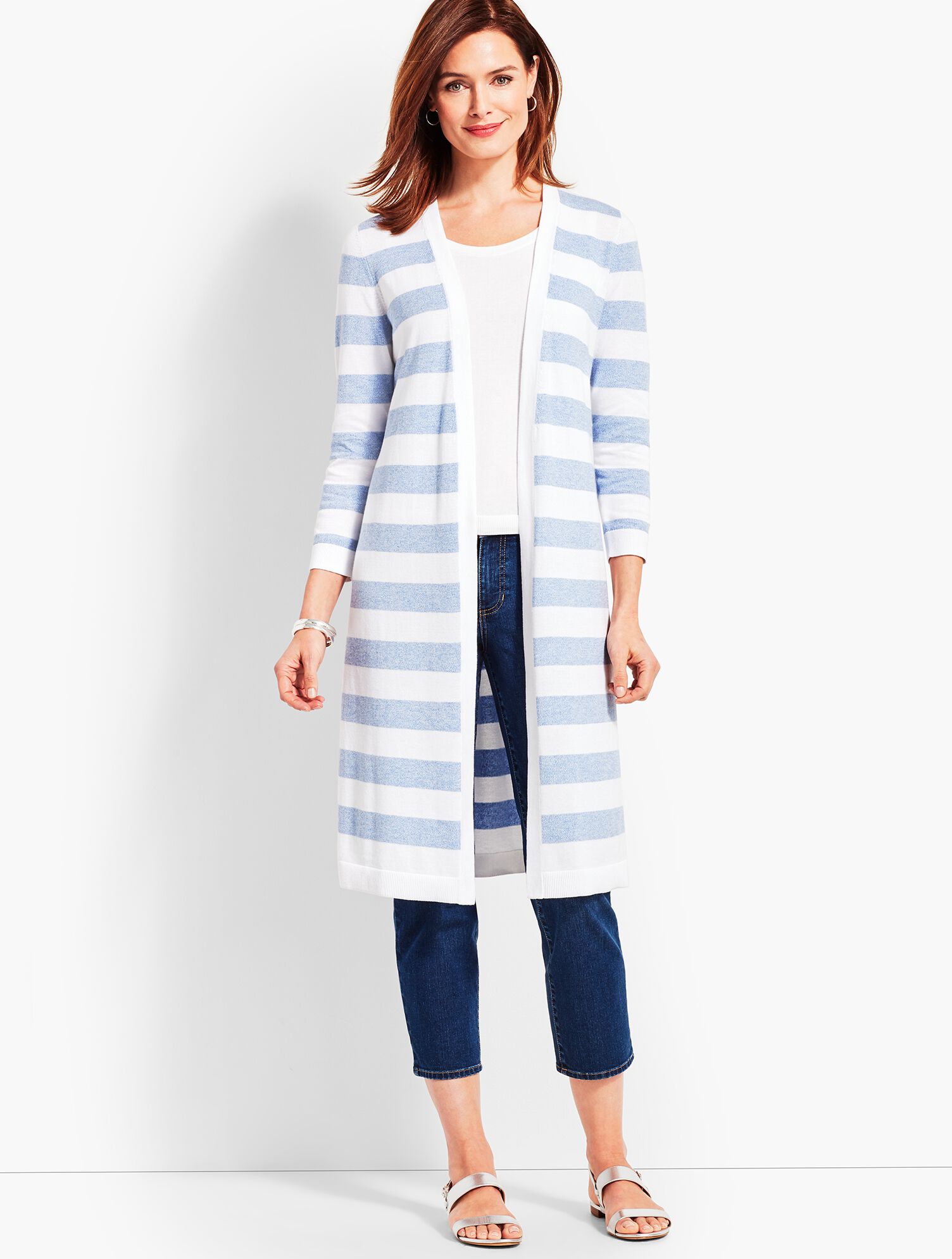 Long Marled Stripe Fashion Duster