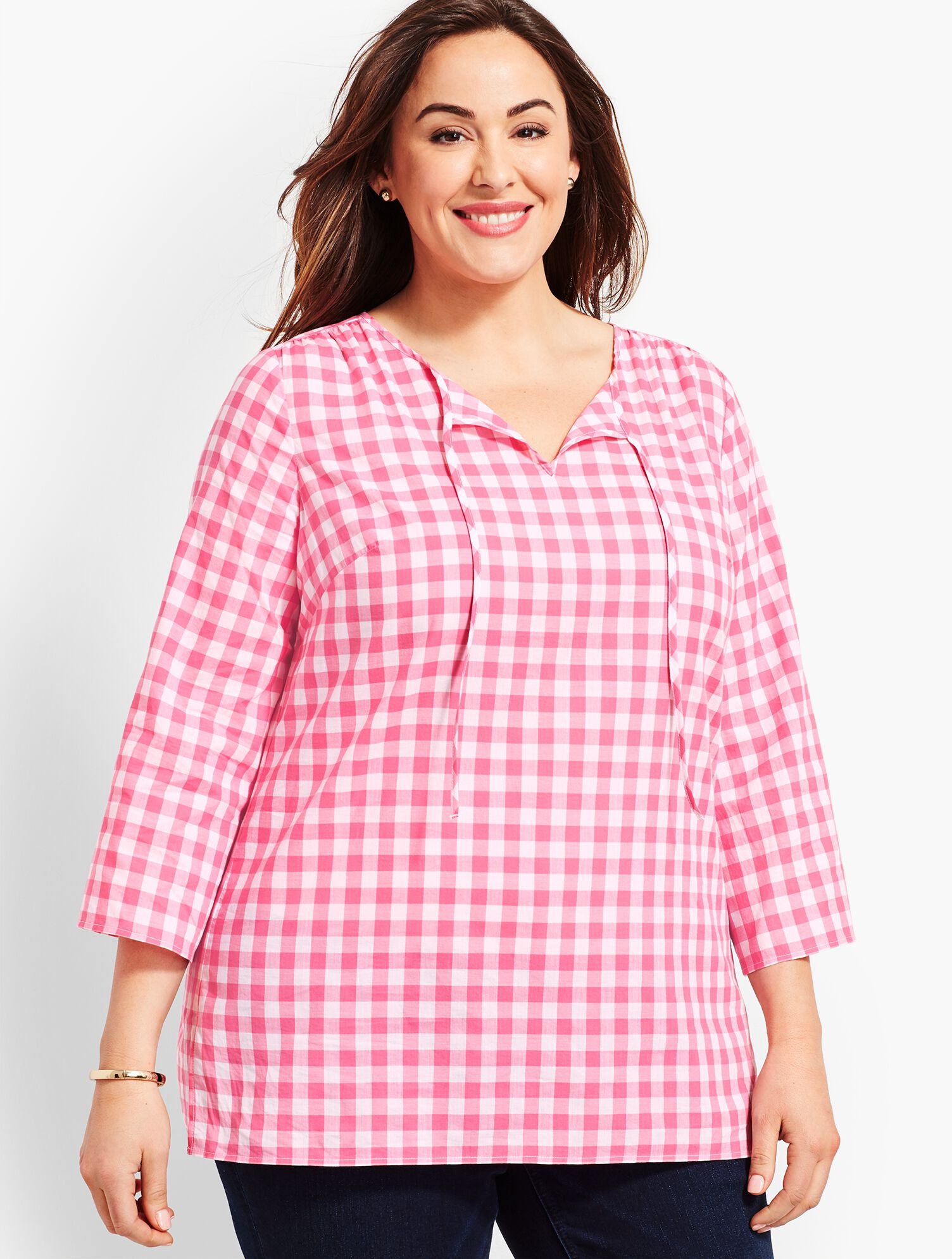 Tie-Front Top - Window Plaid