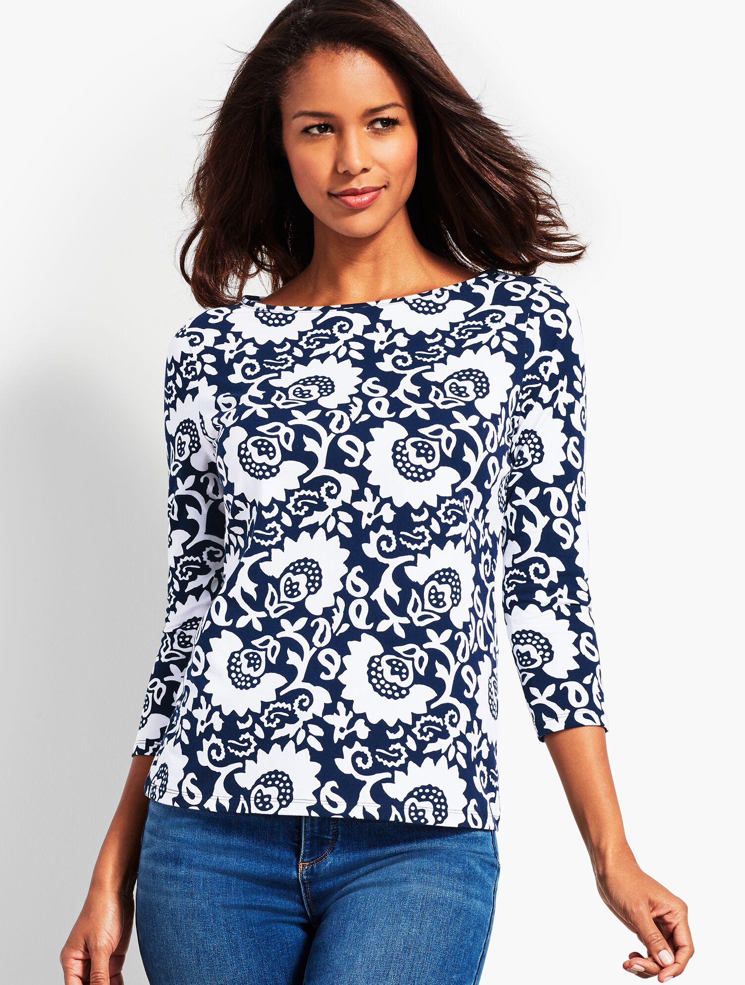 Bateau Tee - Woodblock Floral
