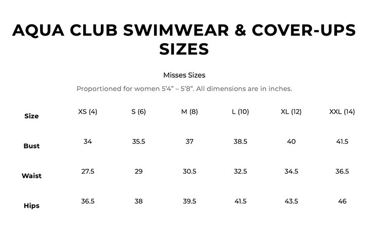 Talbots Aqua Fit Size Guide